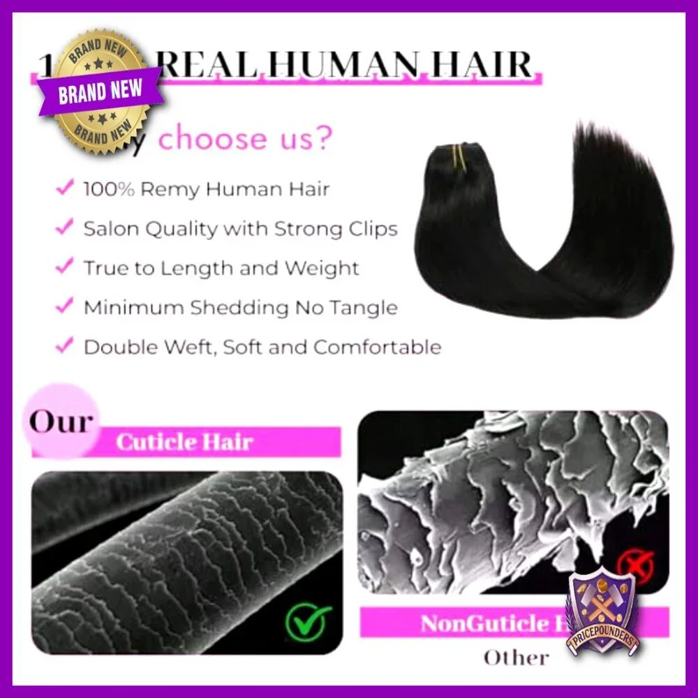 20 Inch Clip In Human Hair Extensions 8PCS Double Weft 105g